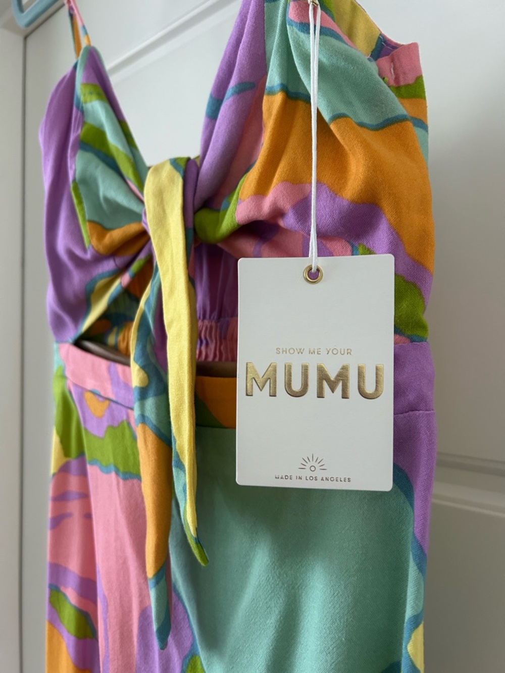 Show Me Your Mumu NWT Moby Midi Tie front dress in Summer Sorbet- XS - Picture 6 of 8